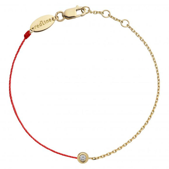 REDLINE MINI PURE String-Chain Bracelet For Women with 0.05ct Diamond in Yellow Gold Bezel Setting  0.05克拉圓形鑽石黃金半繩半鏈女士手鏈 - 品薈toppridehk