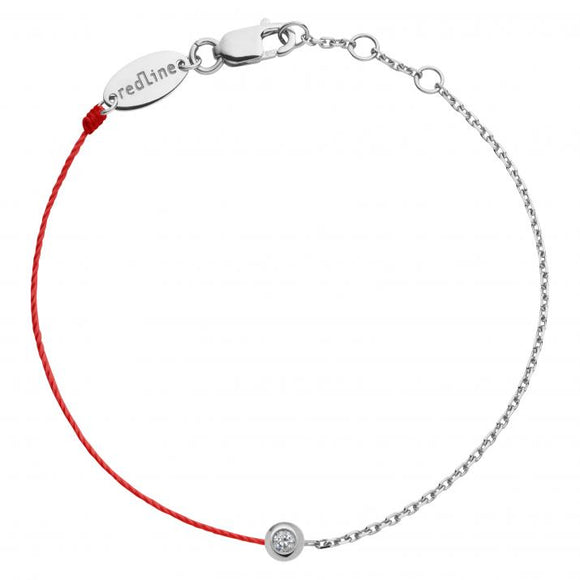 REDLINE MINI PURE String-Chain Bracelet For Women with 0.05ct Diamond in White Gold Bezel Setting 0.05克拉圓形鑽石白金半繩半鏈女士手鏈 - 品薈toppridehk