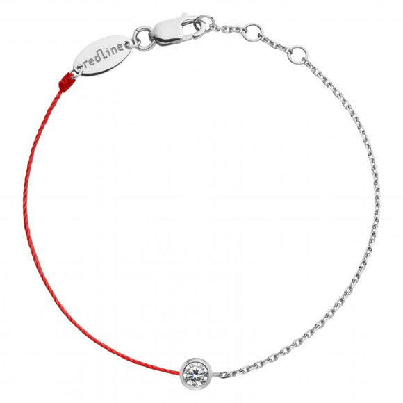 REDLINE PURE String-Chain Bracelet For Women with 0.10ct Round Diamond in White Gold Bezel Setting  0.10克拉圓形鑽石白金半繩半鏈女士手鏈 - 品薈toppridehk