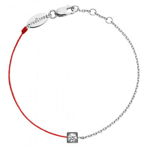 REDLINE CUBE String-Chain Bracelet For Women with 0.10ct Round Diamond in White Gold Bezel Setting 0.10克拉圓形鑽石白金半繩半鏈女士手鏈 - 品薈toppridehk