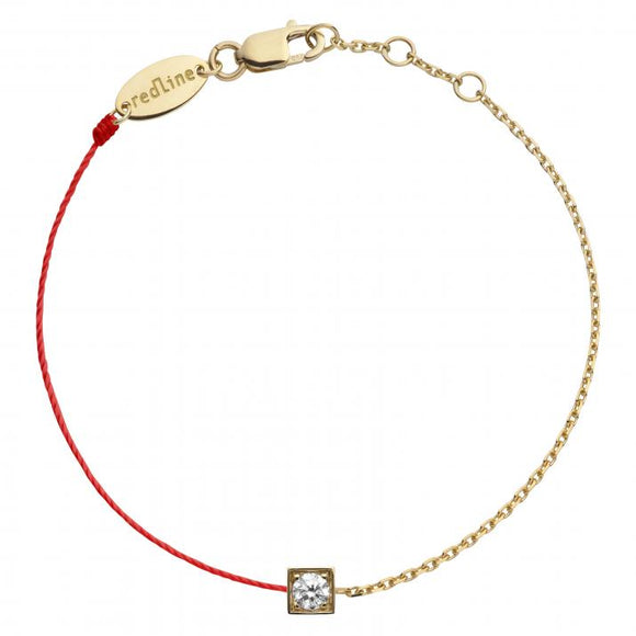REDLINE CUBE String-Chain Bracelet For Women with 0.10ct Round Diamond in Yellow Gold Bezel Setting  0.10克拉圓形鑽石黃金半繩半鏈女士手鏈 - 品薈toppridehk
